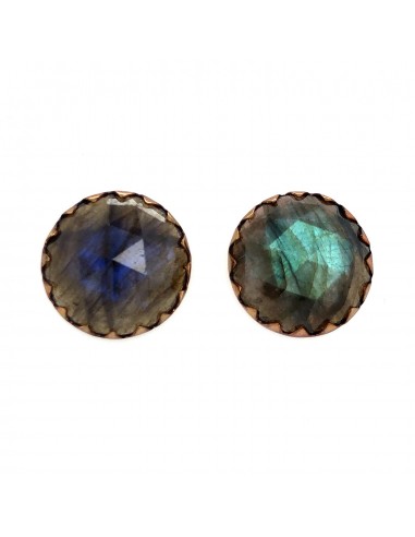 Natural Labradorite Stud Earrings 18k Yellow Gold Jewelry Comment ça marche