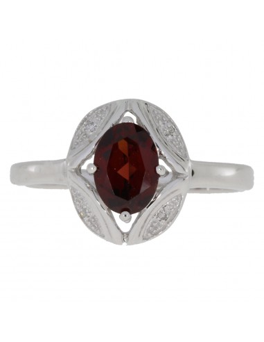 Natural .72ct Garnet Diamond Ring 10KT White Gold s'inspire de l'anatomie humaine