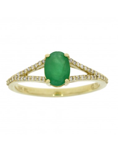 Natural .99ct Emerald Diamond Ring 10KT Yellow Gold de pas cher