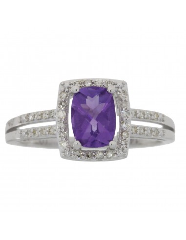 Natural 1.29ct Amethyst Diamond Ring 14KT White Gold Venez découvrir notre 