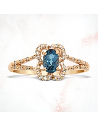 1.28ct London Blue Topaz Diamond Ring 10KT Rose Gold Les magasins à Paris