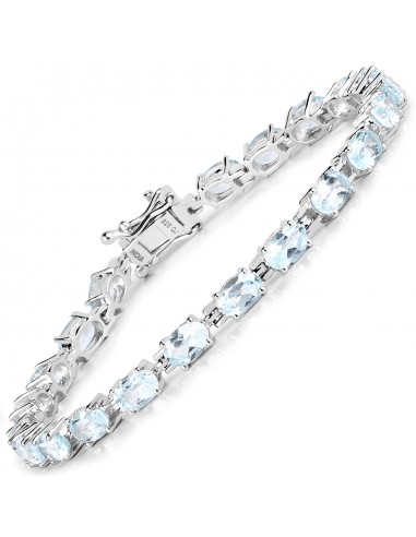 10.71 Carat Genuine Blue Topaz .925 Sterling Silver Bracelet livraison gratuite