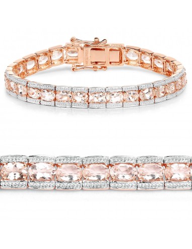 18K Rose Gold Plated 11.60 Carat Genuine Morganite .925 Sterling Silver Bracelet en stock