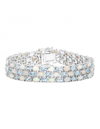 22.28 Carat Genuine Opal and Blue Topaz .925 Sterling Silver Bracelet online