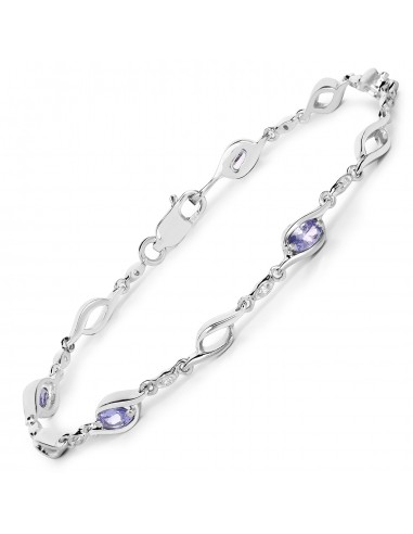 1.30 Carat Genuine Tanzanite and White Topaz .925 Sterling Silver Bracelet online