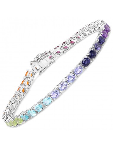 12.04 Carat Genuine Multi Stone .925 Sterling Silver Bracelet livraison gratuite