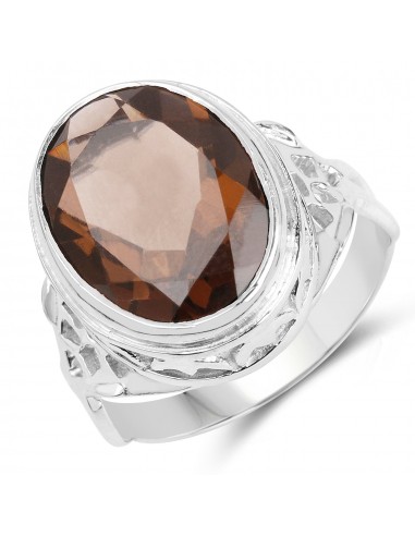 7.80 Carat Genuine Smoky Quartz .925 Sterling Silver Ring Profitez des Offres !