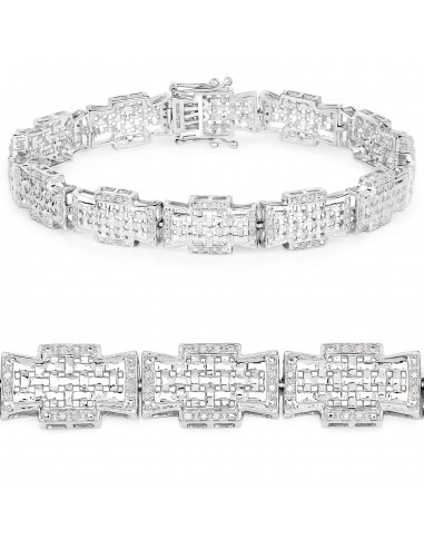 0.48 Carat Genuine White Diamond .925 Sterling Silver Bracelet pas chere