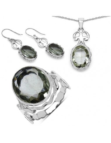 27.00 Carat Genuine Amethyst .925 Sterling Silver Ring, Pendant and Earrings Set sélection de produits