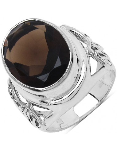 7.80 Carat Genuine Smoky Quartz .925 Sterling Silver Ring Economisez 