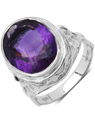 7.83 Carat Genuine Amethyst .925 Sterling Silver Ring pas chere