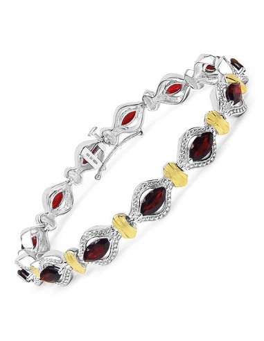 Two Tone Plated 8.45 Carat Genuine Garnet .925 Sterling Silver Bracelet Comment ça marche