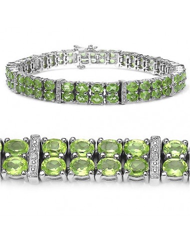 15.25 Carat Genuine Peridot .925 Sterling Silver Bracelet Paris Déstockage Promo