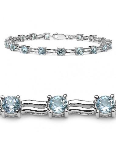 6.30 Carat Genuine Blue Topaz .925 Sterling Silver Bracelet hantent personnes