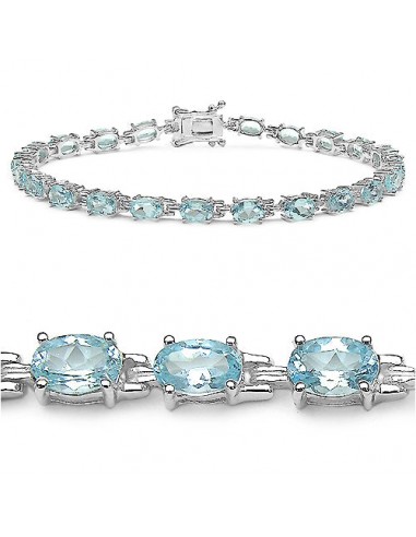 14.30 Carat Genuine Blue Topaz .925 Sterling Silver Bracelet soldes