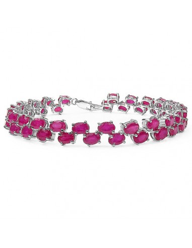 25.30 Carat Genuine Glass Filled Ruby .925 Sterling Silver Bracelet l'évolution des habitudes 