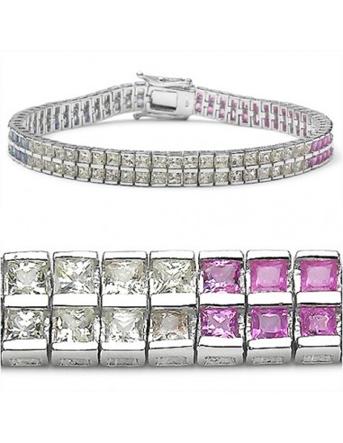 9.50 Carat Genuine Multi sapphire Sterling Silver Bracelet paiement sécurisé