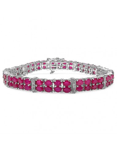 16.77 Carat Genuine Glass Filled Ruby & White Topaz .925 Sterling Silver Bracelet Les magasins à Paris et en Île-de-France