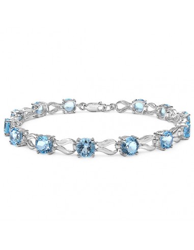 14.30 Carat Genuine Blue Topaz .925 Sterling Silver Bracelet commande en ligne