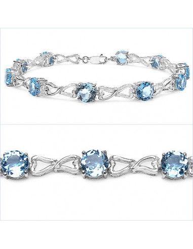 13.50 Carat Genuine Blue Topaz .925 Sterling Silver Bracelet livraison et retour toujours gratuits