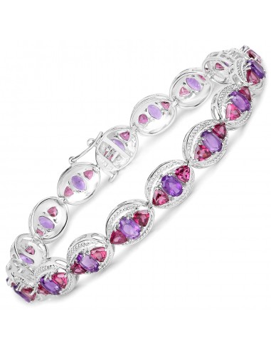 14.28 Carat Genuine Amethyst and Rhodolite .925 Sterling Silver Bracelet ouvre sa boutique