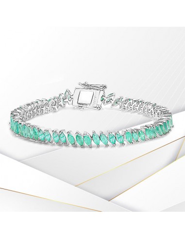 6.82 Carat Genuine Zambian Emerald .925 Sterling Silver Bracelet de France