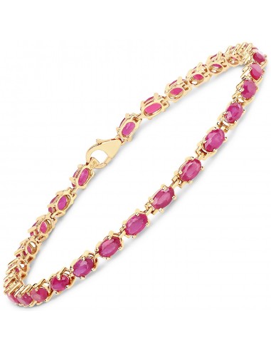 14K Yellow Gold Plated 7.00 Carat Glass Filled Ruby .925 Sterling Silver Bracelet la colonne vertébrale