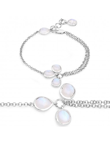 5.86 Carat Genuine White Rainbow Moonstone .925 Sterling Silver Bracelet outlet