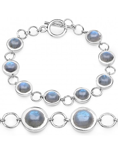 15.48 Carat Genuine Labradorite .925 Sterling Silver Bracelet ou a consommer sur place