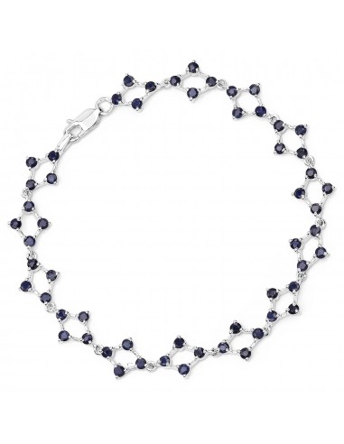 3.36 Carat Genuine Blue Sapphire .925 Sterling Silver Bracelet Véritable concentré