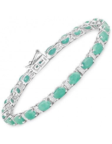 10.01 Carat Genuine Emerald and White Topaz .925 Sterling Silver Bracelet pas chere