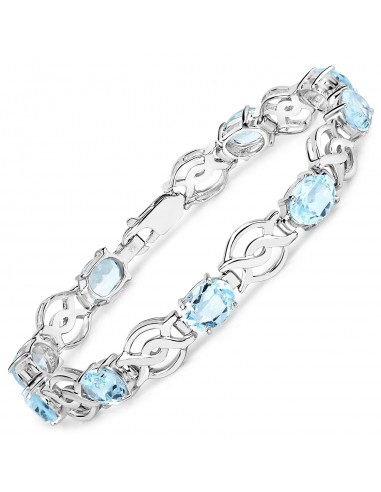 14.40 Carat Genuine Blue Topaz .925 Sterling Silver Bracelet Les êtres humains sont 