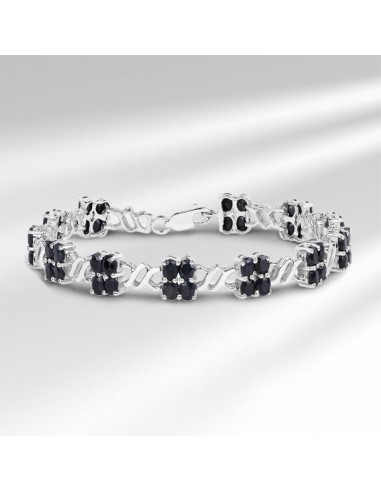 10.56 Carat Genuine Black Sapphire .925 Sterling Silver Bracelet l'évolution des habitudes 