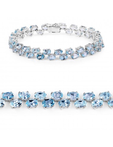 23.46 Carat Genuine Blue Topaz .925 Sterling Silver Bracelet Par le système avancé 