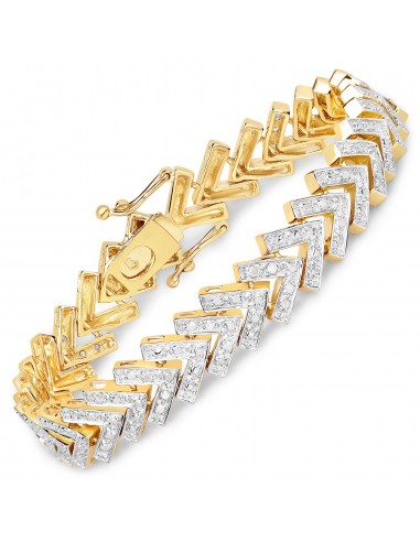 14K Yellow Gold Plated 0.90 Carat Genuine White Diamond .925 Sterling Silver Bracelet de pas cher