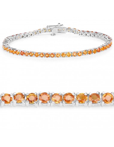 7.70 Carat Genuine Orange Sapphire .925 Sterling Silver Bracelet livraison gratuite