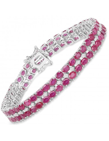 20.03 Carat Glass Filled Ruby and White Topaz .925 Sterling Silver Bracelet store