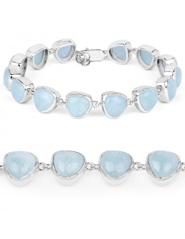 25.90 Carat Genuine Aquamarine .925 Sterling Silver Bracelet plus qu'un jeu 