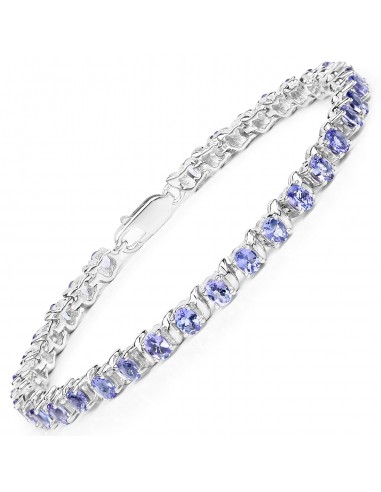 6.46 Carat Genuine Tanzanite .925 Sterling Silver Bracelet les ctes