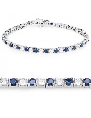 6.87 ct. t.w. Blue Sapphire and White Topaz Bracelet in Sterling Silver Les êtres humains sont 