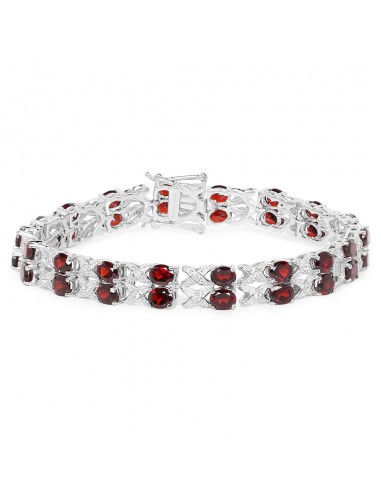 18.36 Carat Genuine Garnet & White Topaz .925 Sterling Silver Bracelet de technologie