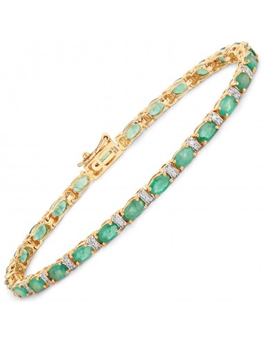 5.21 Carat Genuine Zambian Emerald and White Diamond 14K Yellow Gold Bracelet la colonne vertébrale