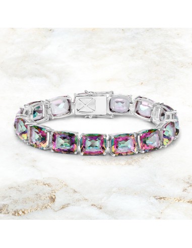 75.20 Carat Genuine Rainbow Quartz Sterling Silver Bracelet commande en ligne