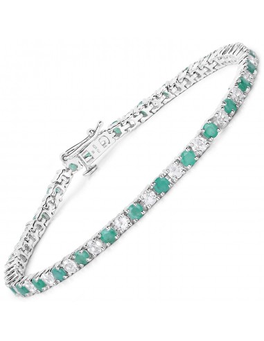 5.77 Carat Genuine Emerald and White Topaz .925 Sterling Silver Bracelet de la marque