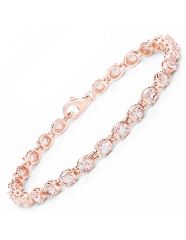 14K Rose Gold Plated 3.90 Carat Genuine Morganite .925 Sterling Silver Bracelet les ctes