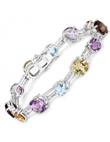 26.74 Carat Genuine Multi Stones .925 Sterling Silver Bracelet Par le système avancé 