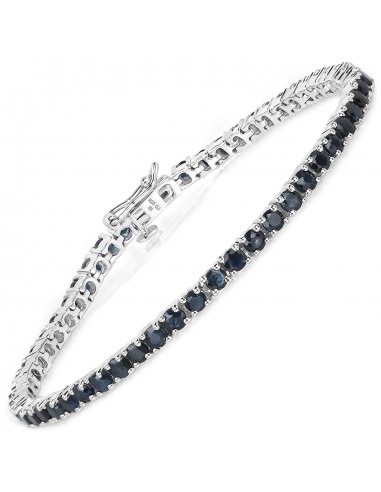 6.72 Carat Genuine Blue Sapphire .925 Sterling Silver Bracelet Venez acheter