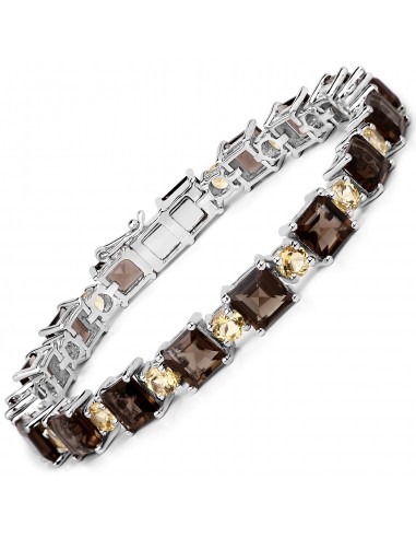 23.46 Carat Genuine Smoky Quartz and Citrine .925 Sterling Silver Bracelet en stock