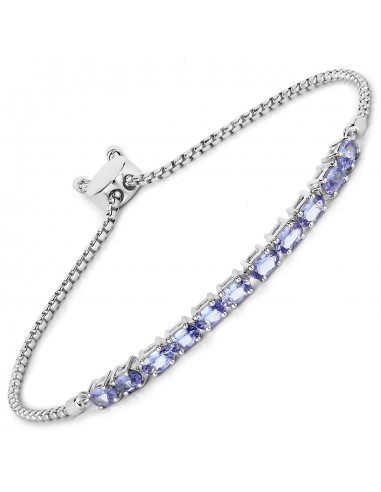 2.75 Carat Genuine Tanzanite .925 Sterling Silver Bracelet brillant des détails fins