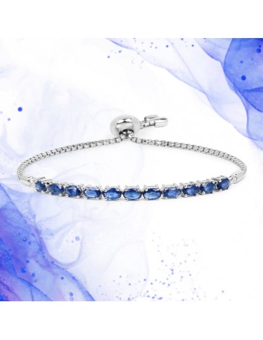 2.42 Carat Genuine Blue Sapphire .925 Sterling Silver Bracelet Les magasins à Paris